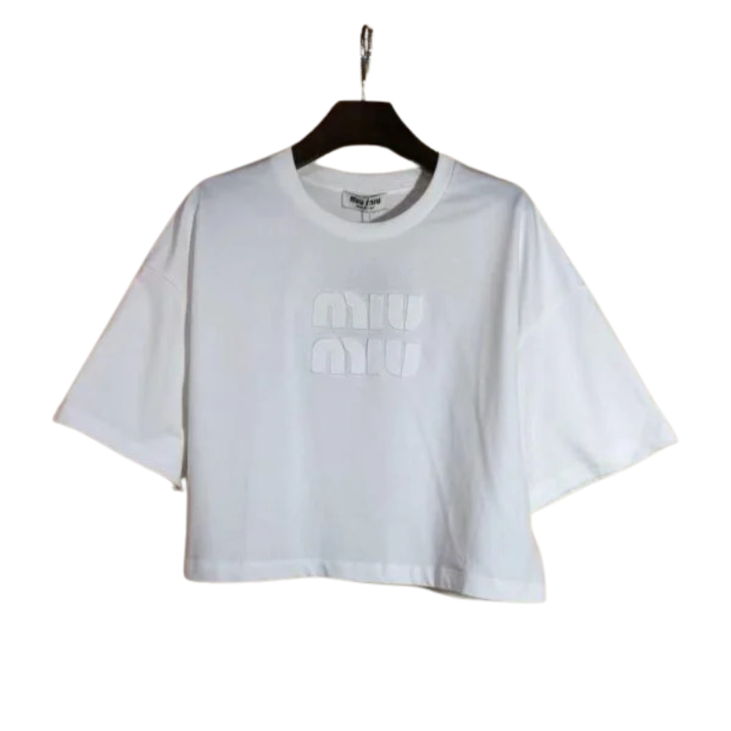 Miu Miu Cotton Logo Crop T-Shirt Miu Miu Cotton Logo Crop T-Shirt