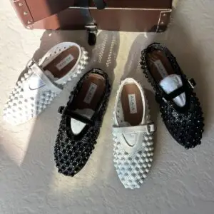 Alaïa Suede Embellished Ballet Flats