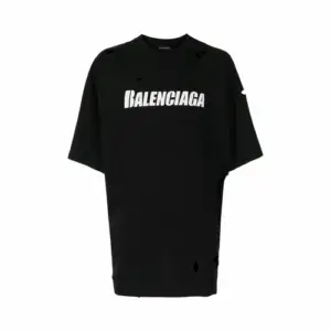 Balenciaga ripped logo-print T-shirt