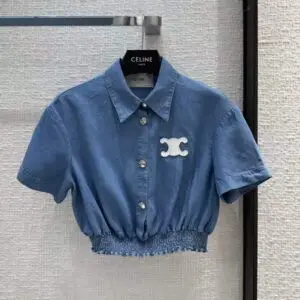 CELINE Blue Cropped Shirt For Women