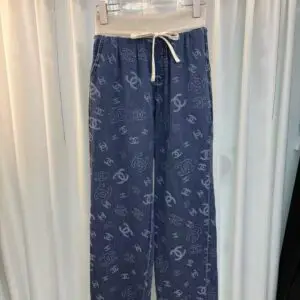 CHANEL Fit Light Fade Printed Cotton Jeans