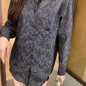 CHANEL Classic Jacquard Long Sleeve Shirt for Women