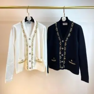 CHANEL Designer Chain Knit Cardigan