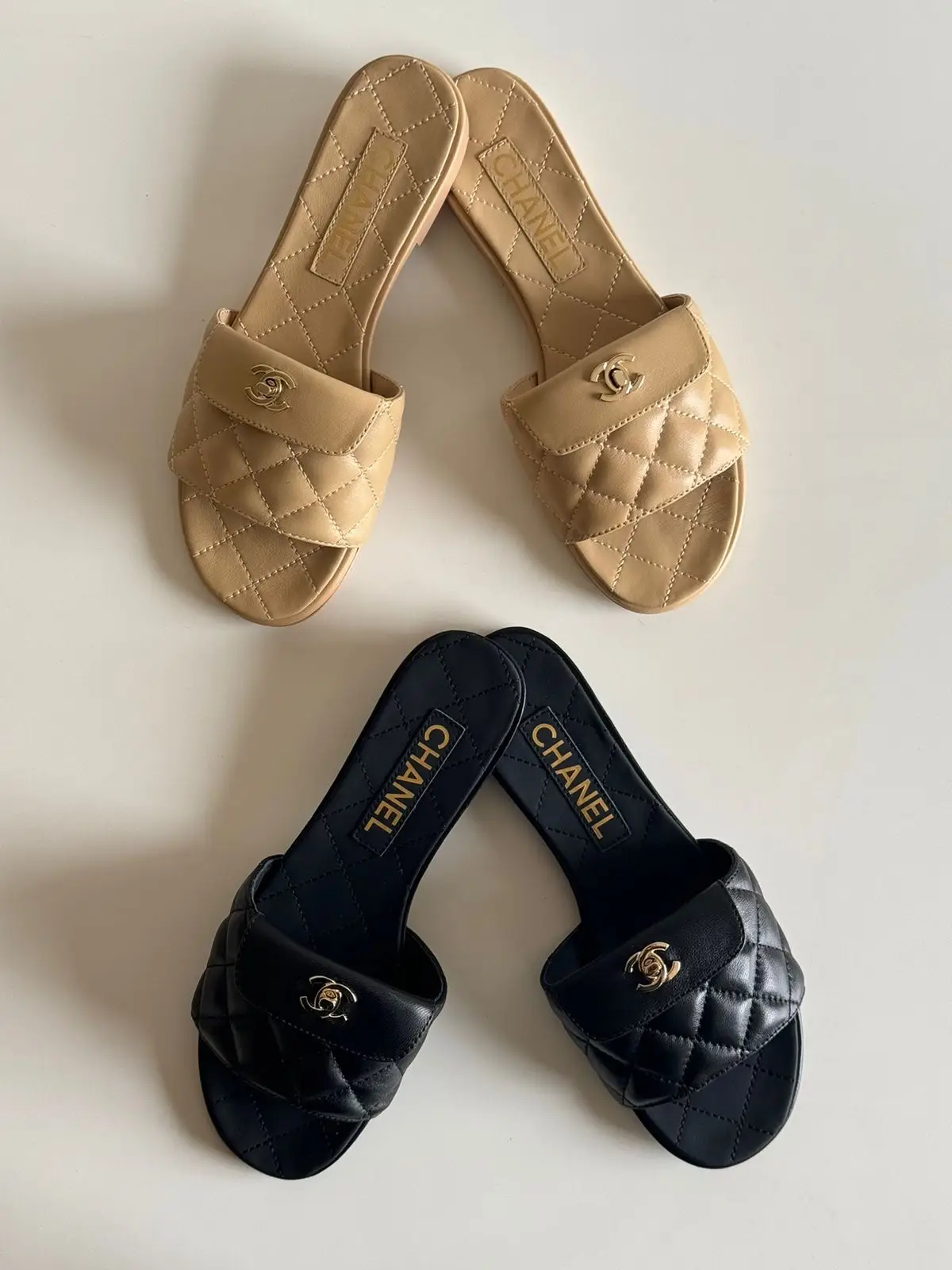CHANEL Quilted CC Logo Slide Sandal CHANEL Quilted CC Logo Slide Sandal