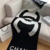 CHANEL Style Cashmere Fringe Stole Scarf