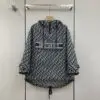 DIOR Gray Logo Letter Print Stand-Up Collar Shirt