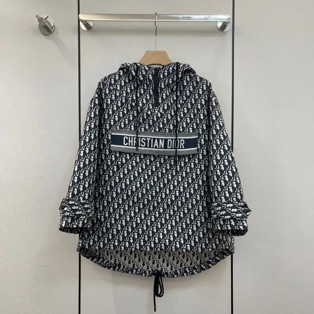 DIOR Gray Logo Letter Print Stand-Up Collar Shirt DIOR Gray Logo Letter Print Stand-Up Collar Shirt