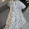 DIOR Floral Print Wrap Dress with Belt