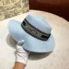 DIOR D-Bobby Large Brim Straw Hat in Gold
