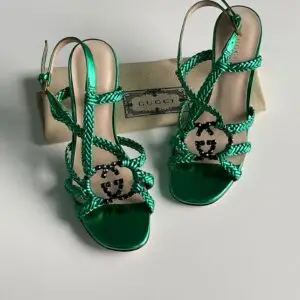 GUCCI Crystal Interlocking G Heel Sandals