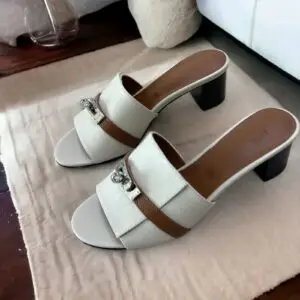 HERMES Leather Gigi Slide Sandals