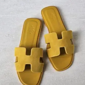 Hermès Oran Sandal Jaune Bouton d'Or Suede
