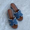 HERMÈS Oran Denim Flat Sandal