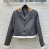 MIU MIU Style Wool-look Collar Barn Jacket