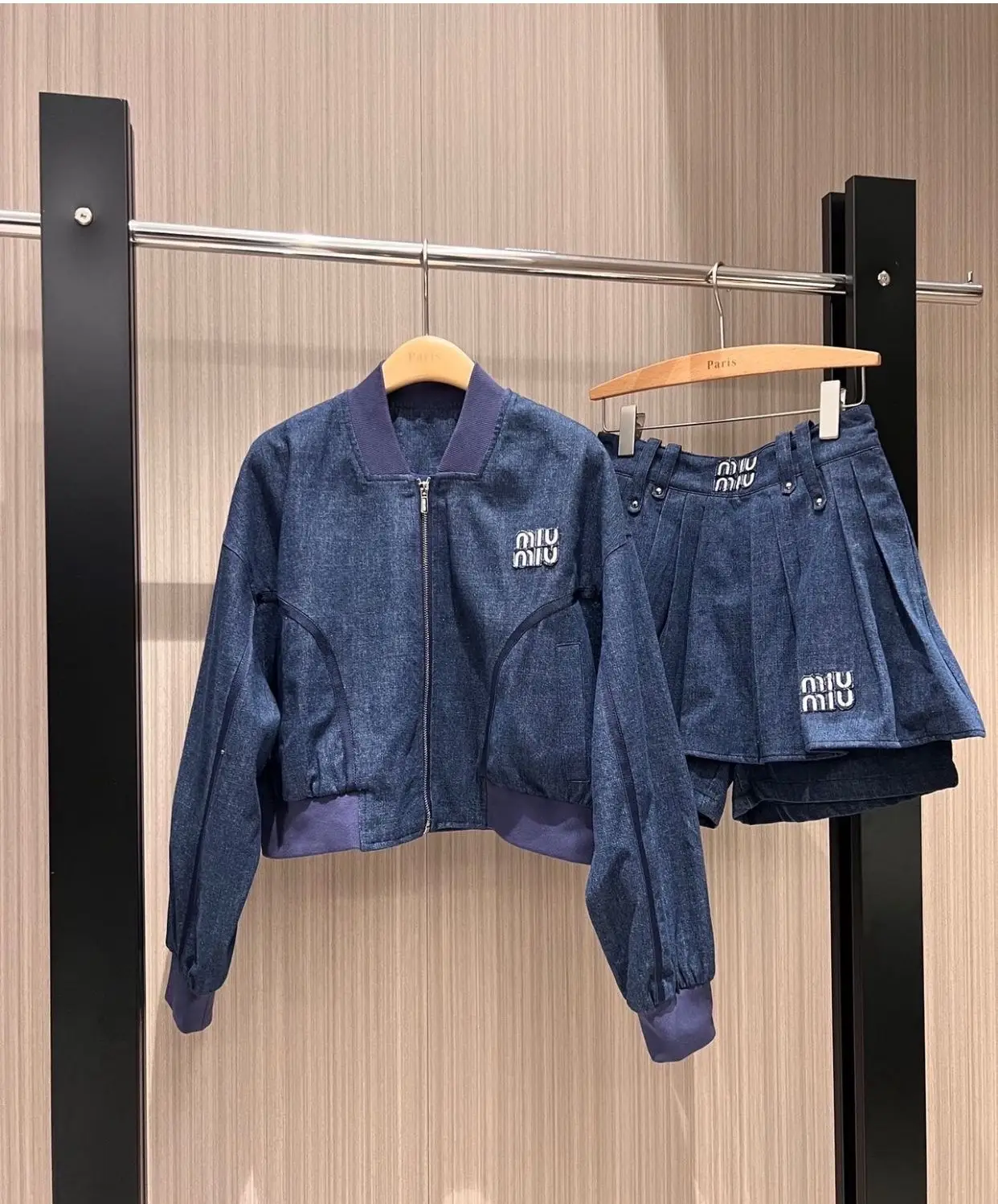 MIU MIU Denim Bomber Jacket MIU MIU Denim Bomber Jacket
