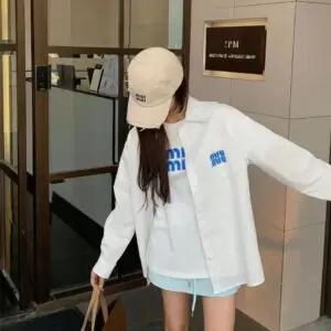 MIU MIU Modern White Long Sleeve Shirt for Women