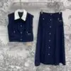MIU MIU Style Sleeveless Top & Pleated Skirt Set