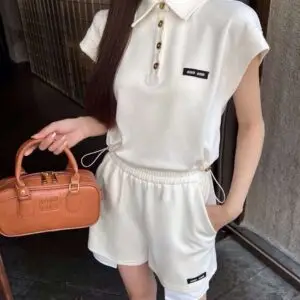 MIU MIU Letter Print Short Set