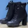 PRADA Leather Nylon Booties