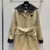 PRADA Long Hooded Windbreaker Coat with Belt