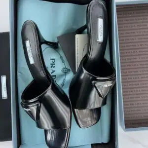 PRADA Metallic Logo Sandals