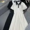 Valentino-Style Pleated Polo Skirt