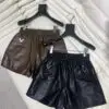 VALENTINO Women's High Waist Leather Shorts