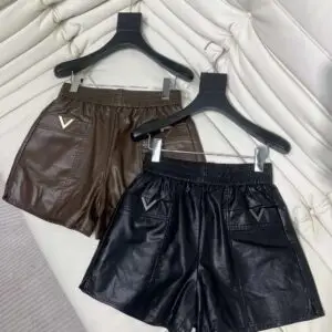 VALENTINO Women's High Waist Leather Shorts