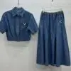 VALENTINO Denim Skirt Tracksuit Set