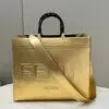 FENDI Sunshine Gold Toned Leather Tote Bag
