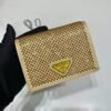Prada Crystal Embellished Saffiano Leather Card Holder