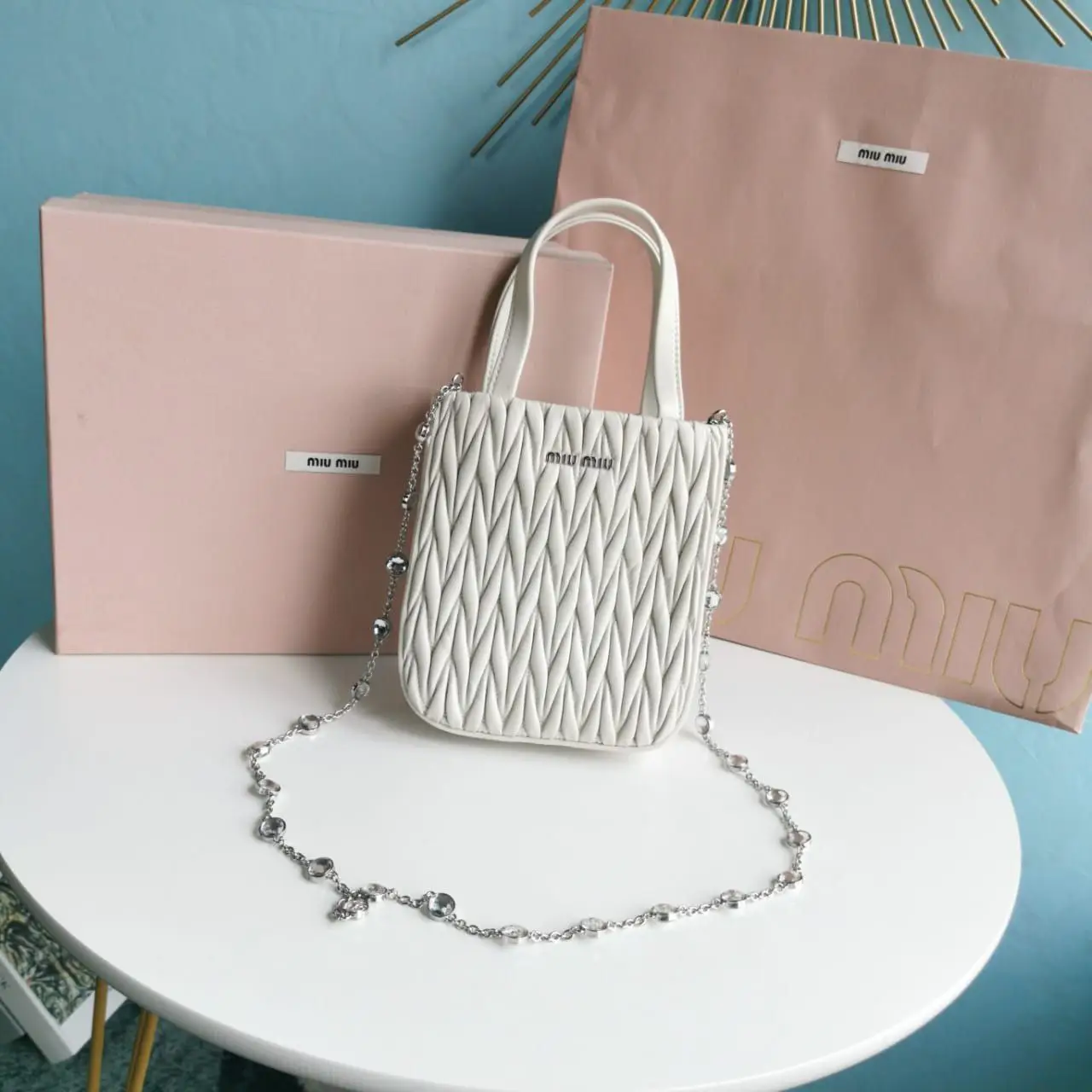 Miu Miu Matelasse Nappa Leather Tote Bag Miu Miu Matelasse Nappa Leather Tote Bag