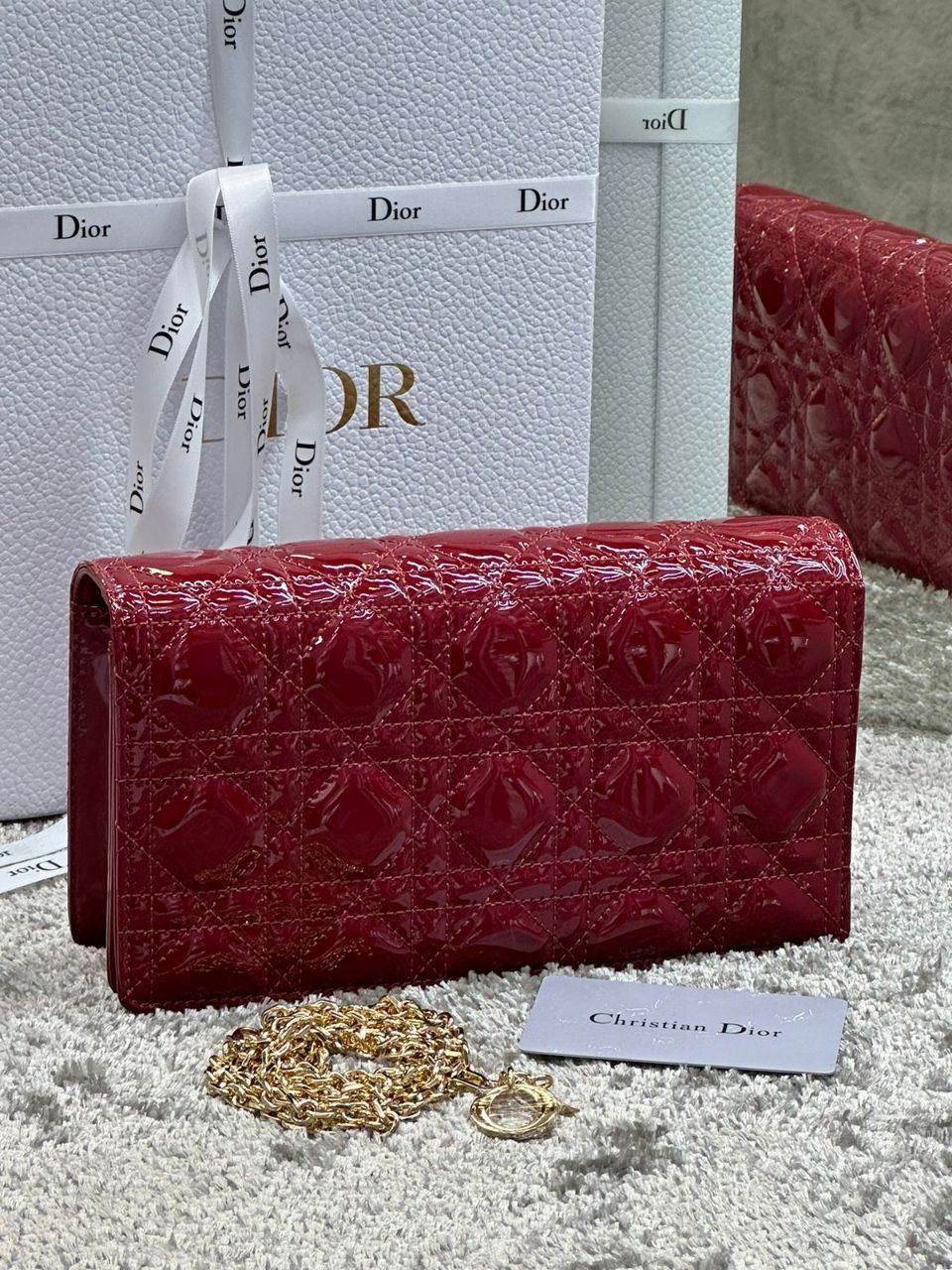 Christian Dior Cannage Patent Leather Clutch Bag Christian Dior Cannage Patent Leather Clutch Bag