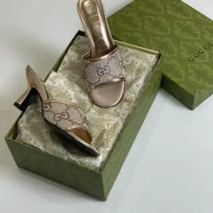 GUCCI Crystal Mesh & Leather Sandal