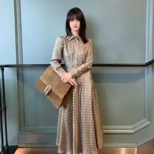 GUCCI Khaki Midi Dress