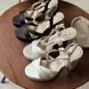 MIU MIU Leather Block Heel Sandals