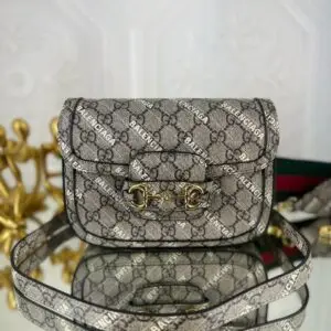 GUCCI Horsebit 1955 Canvas Saddle Bag