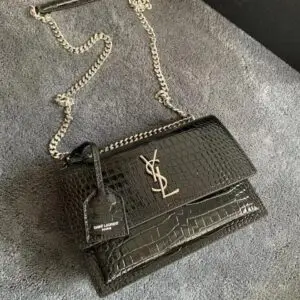 YSL Sunset Crocodile-Embossed Bag