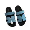 HERMES Chypre Blue Leather Sandal