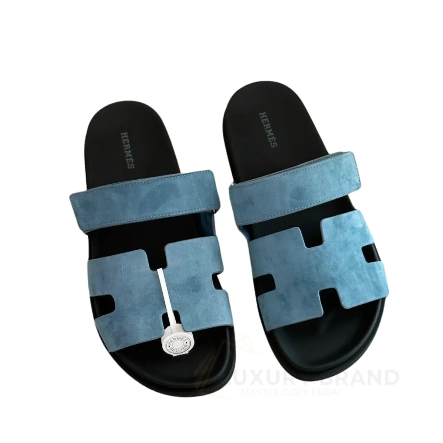 HERMES Chypre Blue Leather Sandal HERMES Chypre Blue Leather Sandal