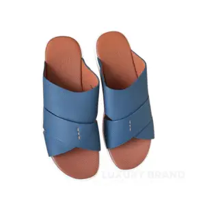 LORO PIANA Men's Blue Leather Open Strap Sandal