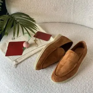 LORO PIANA RUMANI Veloce Tan Suede Loafers