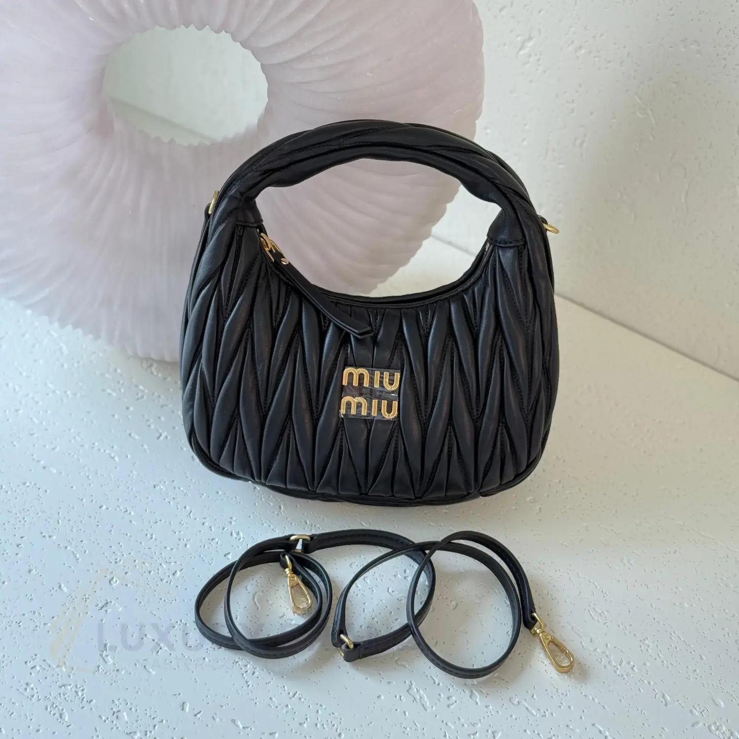 MIU MIU Matelassé Leather Shoulder Bag MIU MIU Matelassé Leather Shoulder Bag