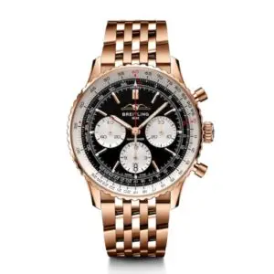 Replica Breitling Navitimer Men Automatic Black 18ct Rose Gold Watch RB0138211B1R1