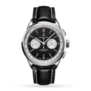 Replica Breitling Premier Men Automatic Black Alligator Watch AB0118371B1P1
