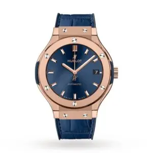 Replica Hublot Classic Fusion Men Automatic Blue Alligator Watch 565.OX.7180.LR