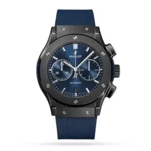 Replica Hublot Classic Fusion Men Automatic Blue Rubber Watch 521.CM.7170.RX