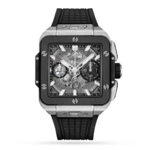 Replica Hublot Square Bang Men Automatic Skeleton Rubber Watch 821.NM.0170.RX