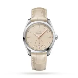 Replica Omega Seamaster Aqua Terra Women Automatic Beige Leather Watch O22013382009001