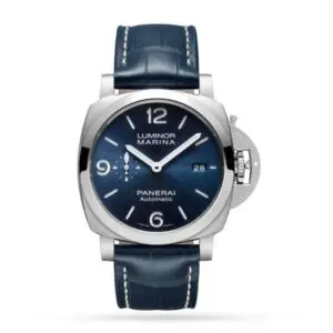 Replica Panerai Luminor Men Automatic Blue Alligator Watch PAM01313